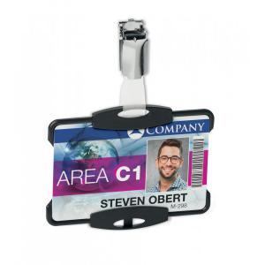 Durable ECO Recycled Plastic Security ID Card Badge Holder Black Pack