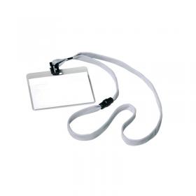 Durable Lanyard Name Badge ID Card Holder + Inserts 60x90mm Grey (Pack of 10) 813910 DB80001