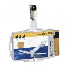 Durable ID Card Holder with Clip for 2 Cards Transparent (Pack of 25) 821819 DB80505