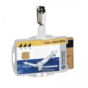 Durable ID Card Holder with Clip for 2 Cards Transparent Pack of 25