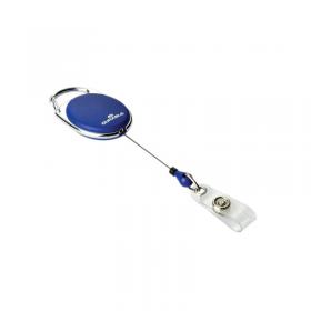 Durable Oval Badge Reel with Integrated Metal Clip Blue (Pack of 10) 8324/07 DB80614