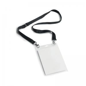 Durable A6 Name Badge with Black Textile Lanyard Pack of 10 852501