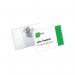 The image shows a pack of 50 transparent Durable Name Badges, each with a Combi Clip attachment, measuring 54x90mm. The badges are durable and perfect for displaying employee or event attendee names and titles.
