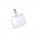 This photo features a pack of 25 Durable Visitor Badges with Rotating Clips. Each badge measures 60x90mm and has a clear design. The rotating clip allows for easy attachment to clothing.