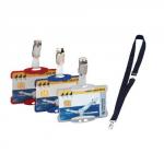 Durable Security Pass Holder Transparent with Free Lanyards Black