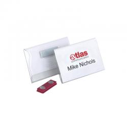 Durable Conference Magnet Name Tag Badge Holders + Inserts 54x90mm (Pack of 25) 811719 DB811719