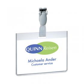 Durable Visitor Badge with Plastic Clip 60x90mm Clear (Pack of 25) 8143/19 DB814319