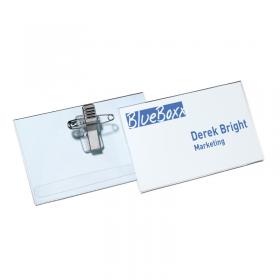 Durable Name Badge with Combi Clip 54x90mm Clear (Pack of 50) 814519 DB814519