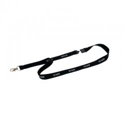 Durable Soft Textile STAFF Lanyard with Clip and Breakaway Black (Pack of 10) 823901 DB90920