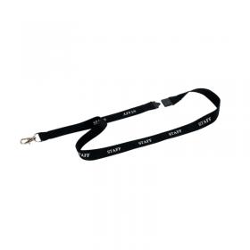 Durable Soft Textile STAFF Lanyard with Clip and Breakaway Black (Pack of 10) 823901 DB90920