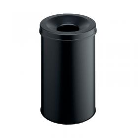 Durable Metal Waste Bin with Fire Extinguishing Lid 30 Litre Black 330601 DB98854