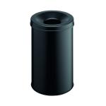 Durable Metal Waste Bin with Fire Extinguishing Lid 30 Litre Black 330601 DB98854