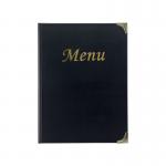 Securit Basic Range Menu Book Cover with 4 Fixed Double-sided A4 Inserts Black MC-BRA4-BL DF24905