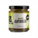 Six clear glass jars of J & A Food Smoky Jalapeno Relish stand in a neat grid. Each 190g jar shows chunky green relish through the glass, capped with a black lid. Bright labels wrap the jars, featuring the brand name, the product title and a small jalapeño illustration. A small chilli icon is shown.