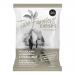 A cardboard box of 12 Two Farmers Mushroom & Wild Garlic 150g bags sits open and shows each bag's earthy green-brown packaging, brand logo, illustrated mushrooms and wild garlic, plus a photo of thick-cut crisps on the front.