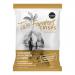 A photo shows a cardboard tray containing 24 individual 40g Two Farmers crisps bags. Each bag features a green and cream design with Hereford Hop Cheese & Onion text, illustrations of cheese, onion slices and hop cones, a Hereford cow silhouette and scattered crisp chips. Gloss finish catches light.