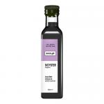 Photo shows a glossy 250ml glass bottle of Sozyë NOYSTER oyster sauce alternative with a deep brown liquid inside. The label displays bold Sozyë branding in black and white with red accents; a silver screw cap tops the bottle against a plain white background. Warm side lighting casts soft highlights