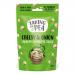 A vibrant lime-green sharing bag displays the Taking The Pea logo and bold Cheesy & Onion lettering. Cartoon peas and illustrated crisp chips scatter across the front, with nutritional icons and a 125g weight badge, set against playful polka-dot accents and glossy highlights. Shiny foil trim gleams.
