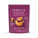 Image shows a neat grid of eight Forest Feast 120g packs. Each slender packet displays a creamy label with Scottish heather illustration, clear window revealing honey-roasted peanuts and cashews with glossy glaze, and small icons denoting fruit, nuts and seeds. Earthy tones and subtle paper texture.