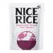 Six compact 250g bags of Nice Rice sit together, each white packet featuring a blue-and-green Nice Rice logo. A clear window reveals long, slender white basmati grains. Label text appears on the back as the set rests on a grocery shelf.