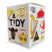 Image shows a compact rectangular cardboard box of Tidy Tea Welsh Black All Day Breakfast Tea. Packaging displays the brand name and product title, an illustration of pyramid-shaped tea sachets and loose leaves, earthy green and cream tones, and a plastic-free claim icon. Crisp text on front panel..