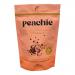 Photo shows a 12-pack of Peachie Lifestyle 200g tubs arranged in a cardboard tray. Each peach-toned label displays the Peachie logo, illustrations of almonds, cranberries and mixed seeds, and bold product name 'Menopause Topping'. Pack layout is neat and stacked.