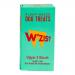 The photograph shows a compact 35g retail pack of W’ZIS Grab & Go Slipper & Biscuit dog treats, featuring a bright, glossy pouch with the W’ZIS logo, playful paw graphics, and clear window revealing small slipper-shaped and round biscuits arranged inside against a clean white background. Soft sheen.