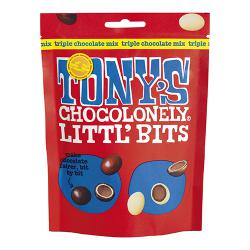 Tonyâ€™s Chocolonely Littlâ€™ Bits Triple Chocolate Mix 100g Pack of 8