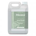 A clean product photo shows two 5L translucent refill jugs of Miniml Hand Soap, labeled Cucumber & Aloe Vera. Pale green liquid contrasts with minimal white labels and simple black text. Screw caps and integrated handles sit against a neutral, softly lit backdrop. Subtle dew and soft shadow nearby.