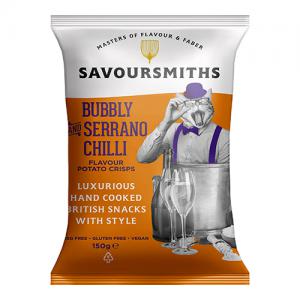 Savoursmiths Crisps Bubbly And Serrano Chilli 150G Pack of 12