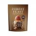 A rectangular multipack displays six individually wrapped bars in a neat row. Packaging artwork shows milk chocolate drizzles, peanut butter swirls and whole dates, with the Forest Feast logo and earthy brown, cream and green tones conveying a natural look.