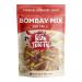 A photo shows nine 40g packs arranged in a 3x3 grid. Each glossy red wrapper displays the Tuk In Foods logo and the Red Chilli Bombay Mix label, with illustrated spicy peppers and a close-up of crunchy mix pieces. Soft studio lighting creates subtle shadows and highlights. Camera angle is slightly up.