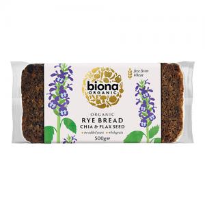 Biona Organic Rye Bread Chia & Flax 500g Pack of 7