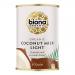 A shrink-wrapped pack of six Biona Organic Coconut Milk Light 400ml cartons sits upright in two rows of three. White-and-green cartons display the Biona logo, coconut imagery, nutritional icons and product text, with a clean, minimal design against a neutral background. Soft light shows subtle gloss