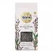 Image shows six 500g packs of Biona Organic Black Pearl rice arranged in two rows of three. Each matte black and cream bag features a clear window revealing glossy dark grains, a green organic logo, product name in bold, nutrition text and bar code on the rear, set against a neutral background. Studio.