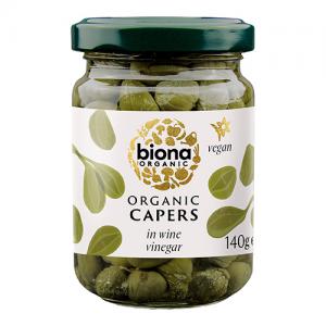 Biona Organic Capers in Wine Vinegar 140g Pack of 6