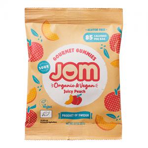 JOM Snack Packs Organic Sour Juicy Peach Gummies 25g Pack of 15