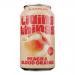 A 12-pack of slim 330ml Living Things cans sits in a substantial rectangular carrier. Each metallic can displays illustrated peach and blood-orange fruit, warm peach-to-orange gradients, a prominent Living Things logo, subtle functional icons, and clean modern type. Two neat rows of six are visible.