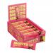 Image shows a pack of 15 Misfits Plant Based Cookie Butter protein bars neatly stacked in a branded cardboard box. Each individually wrapped bar displays warm beige and brown packaging with bold white logo; one unwrapped bar in front reveals a soft, crumbly cookie-butter interior.
