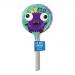 Image shows a rectangular carton of 24 individually wrapped chocolate lollipops. Bright assorted wrappers feature playful Nomster characters. Round chocolate heads sit on white sticks, and the cheerful box artwork displays colorful graphics and the product name.