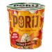 A single-serve Porij Cosy Maple Syrup instant porridge pot sits upright, showing a warm cream-and-amber label with a maple leaf motif, product name and flavour text, nutritional icons and serving details, topped by a sealed foil lid bearing the brand logo.