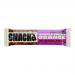 A rectangular SNACK’d Double Cacao & Orange box sits on a plain background. The wrapper features deep brown and bright orange colors, a photo of a broken oat bar showing cacao chunks and orange zest, with scattered oats and orange slices as accents.