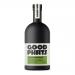 Six sleek 500ml dark-green glass bottles of Good Phats extra virgin olive oil stand upright in a cardboard pack of six. Labels display Italian motifs, bold brand lettering, gold accents and an olive branch graphic. Metallic caps and neck seals glint under studio lighting. Soft sheen crosses bottles.