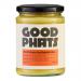 Six clear jars of golden ghee sit in two rows of three against a white background. Each jar bears a green-and-white Good Phats label stating Organic British Grass-Fed Ghee. Metal lids reflect light; smooth butter-like texture shows through the glass. Soft studio lighting casts subtle highlights, warm