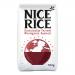 Front-facing 500g Nice Rice Wholegrain Basmati bag shows a clean grocery package with the Nice Rice logo, bold product name and a clear window revealing light-brown basmati grains. Simple nutrition icons, weight label and ingredient text appear on a white and green backdrop soft studio lighting hdr