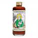 A slender glass bottle holds a glossy mahogany sauce beneath a black screw cap. A rustic cream label features a hand-drawn Saint Matthew portrait, cocoa bean and smoked chipotle illustrations, bold serif typography and distressed accents suggesting smoked flavor.