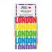 An image shows a rectangular chocolate bar wrapped in a colorful illustrated wrapper. The front displays bold brand lettering and the words London Milk 41%. London-themed illustrations and soft pastel hues surround a partial view of glossy milk chocolate squares. A thin paper band shows origin info.