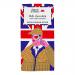 Photo shows a rectangular chocolate bar in a colorful illustrated wrapper featuring a vintage, Sherlock-like figure and bold Le Chocolat des Français logo. Partially unwrapped milk chocolate squares with a glossy finish and caramel-colored accents sit beside the folded paper packaging.
