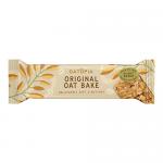 A box of Oatopia Original Oat Bake bars sits on a neutral background. Beige-and-green packaging shows the Oatopia logo, Original Oat Bake wording and 60g. The artwork depicts oats and a single oat bar, and the box indicates a 15-bar pack.