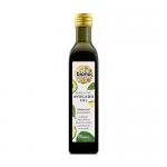 Six 250ml glass bottles of Biona Organic Avocado Oil sit together in a single pack. Each bottle shows a green label with the Biona logo and avocado imagery, revealing pale green oil inside. Bottles have dark caps and neat, uniform labeling across the pack. On a pale background with soft, even light.